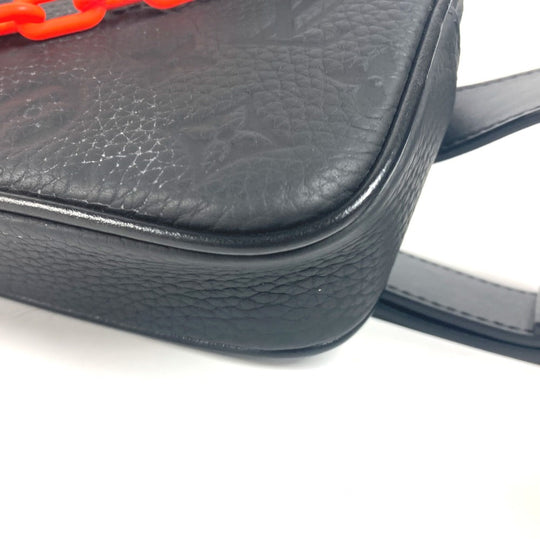 LOUIS VUITTON Waist bag M53550 leather black Sling bag Pochette Volga mens Used Authentic