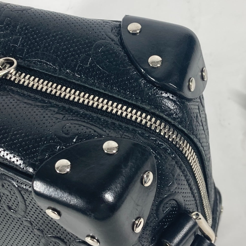 GUCCI Shoulder Bag 626363 leather black Pochette GG embossed logo mens Used Authentic