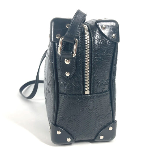 GUCCI Shoulder Bag 626363 leather black Pochette GG embossed logo mens Used Authentic