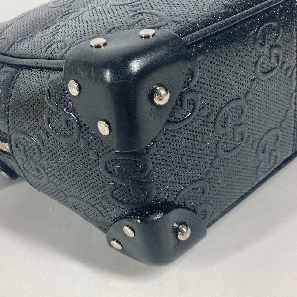 GUCCI Shoulder Bag 626363 leather black Pochette GG embossed logo mens Used Authentic