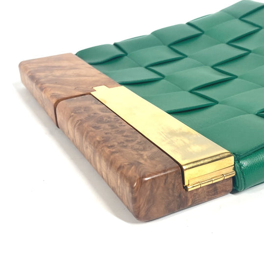 BOTTEGAVENETA Clutch bag 618131 leather green Bag INTRECCIATO BV Snap mens Used Authentic