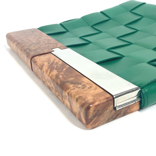 BOTTEGAVENETA Clutch bag 618131 leather green Bag INTRECCIATO BV Snap mens Used Authentic