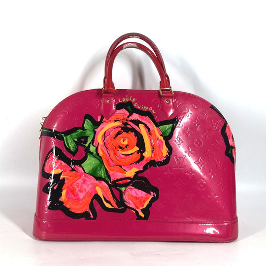 LOUIS VUITTON Handbag M93686 Patent leather pink Vernis Rose Stephen Spruce Alma MM Women Used Authentic