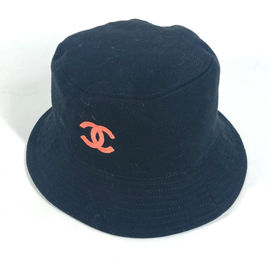 CHANEL hat cotton black CC COCO Mark 23A Reversible Bucket Hat Women Used Authentic