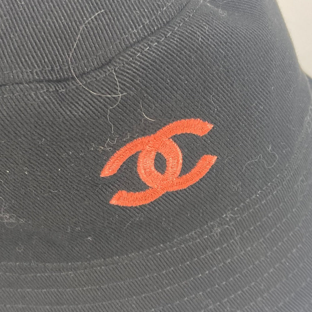 CHANEL hat cotton black CC COCO Mark 23A Reversible Bucket Hat Women Used Authentic