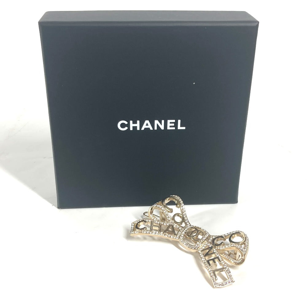 CHANEL Valletta metal gold B20B CC COCO Mark Rhinestone Ribbon Women Used Authentic