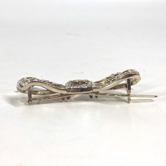 CHANEL Valletta metal gold B20B CC COCO Mark Rhinestone Ribbon Women Used Authentic