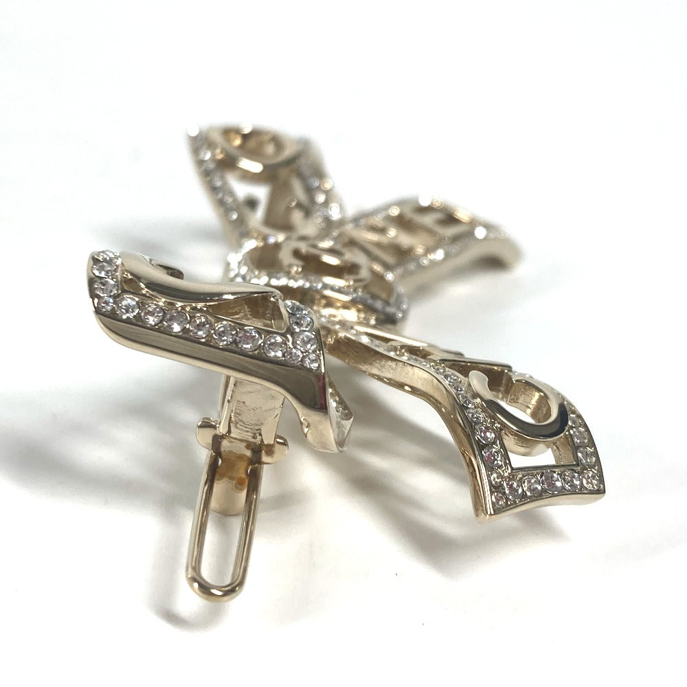 CHANEL Valletta metal gold B20B CC COCO Mark Rhinestone Ribbon Women Used Authentic