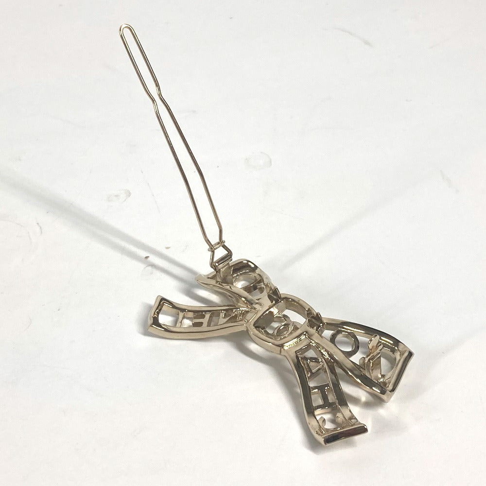 CHANEL Valletta metal gold B20B CC COCO Mark Rhinestone Ribbon Women Used Authentic