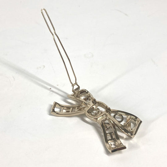 CHANEL Valletta metal gold B20B CC COCO Mark Rhinestone Ribbon Women Used Authentic