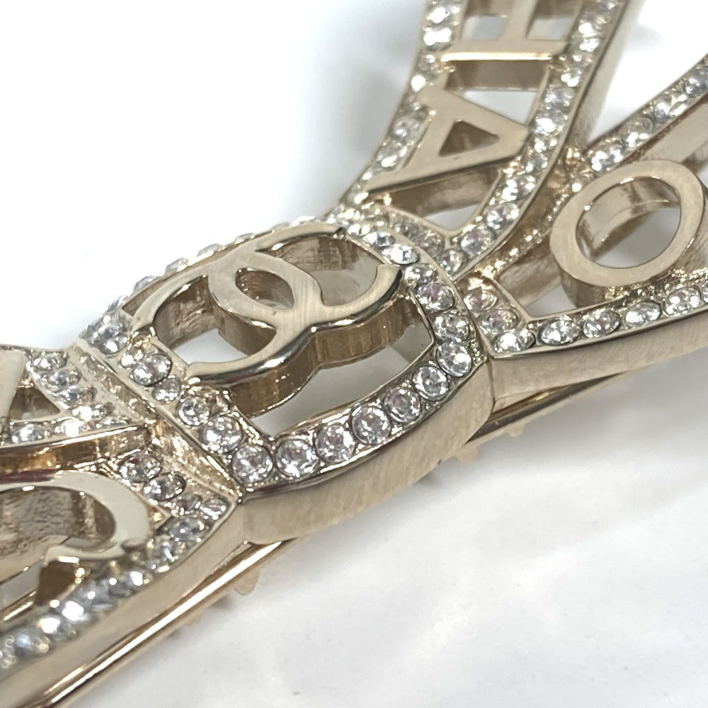 CHANEL Valletta metal gold B20B CC COCO Mark Rhinestone Ribbon Women Used Authentic