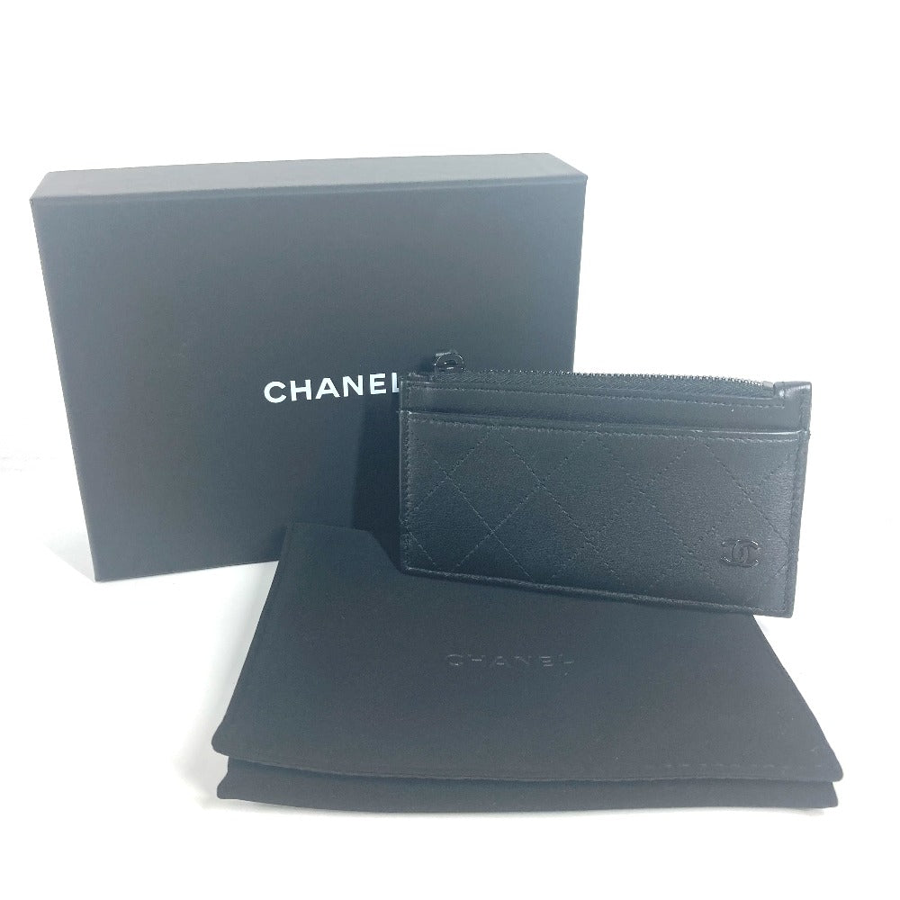 CHANEL Coin case AP3823 leather black CC COCO Mark Matelasse Classic Fragment Case Women Used Authentic