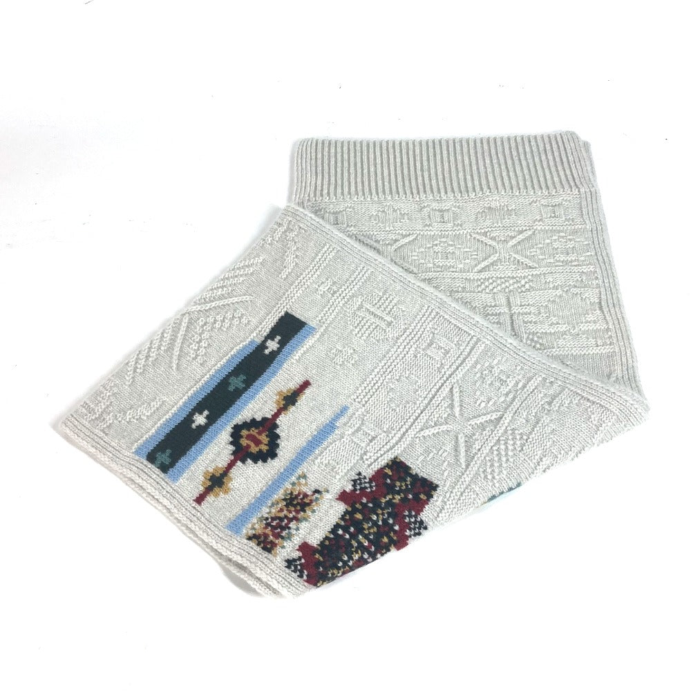 HERMES Scarf Wool, Cashmere Light gray type Autumn/Winter 2023 Collection Couleur en coeur mens Used Authentic