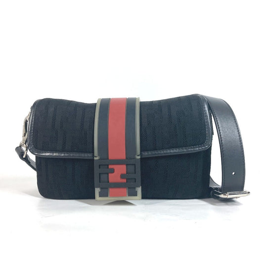 FENDI Shoulder Bag 7VA472 Mesh, Leather, Rubber black mesh Mamma Bucket mens Used Authentic