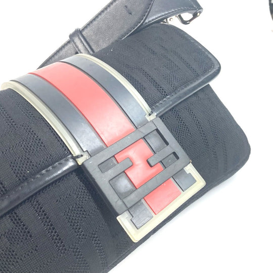 FENDI Shoulder Bag 7VA472 Mesh, Leather, Rubber black mesh Mamma Bucket mens Used Authentic
