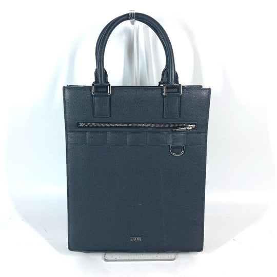 Dior Handbag leather black Tote Bag Vertical Bag Safari logo Women Used Authentic