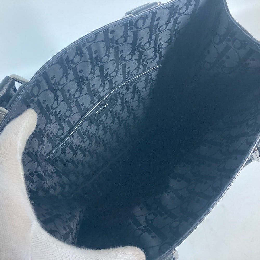 Dior Handbag leather black Tote Bag Vertical Bag Safari logo Women Used Authentic
