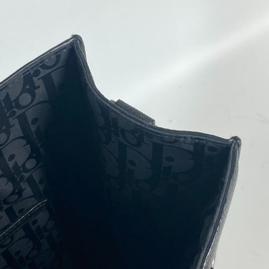 Dior Handbag leather black Tote Bag Vertical Bag Safari logo Women Used Authentic