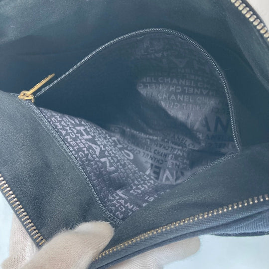 CHANEL Shoulder Bag Jersey black quilting logo chocolate bar CC COCO Mark Women Used Authentic