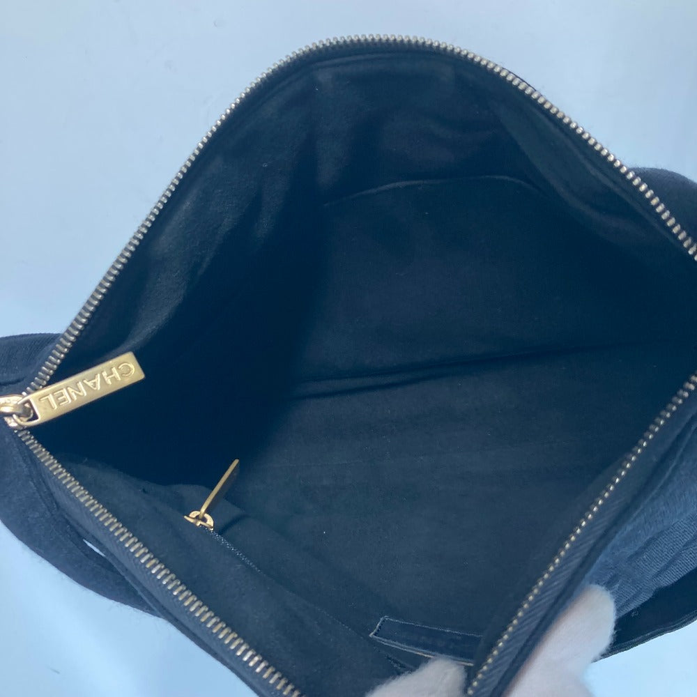 CHANEL Shoulder Bag Jersey black quilting logo chocolate bar CC COCO Mark Women Used Authentic