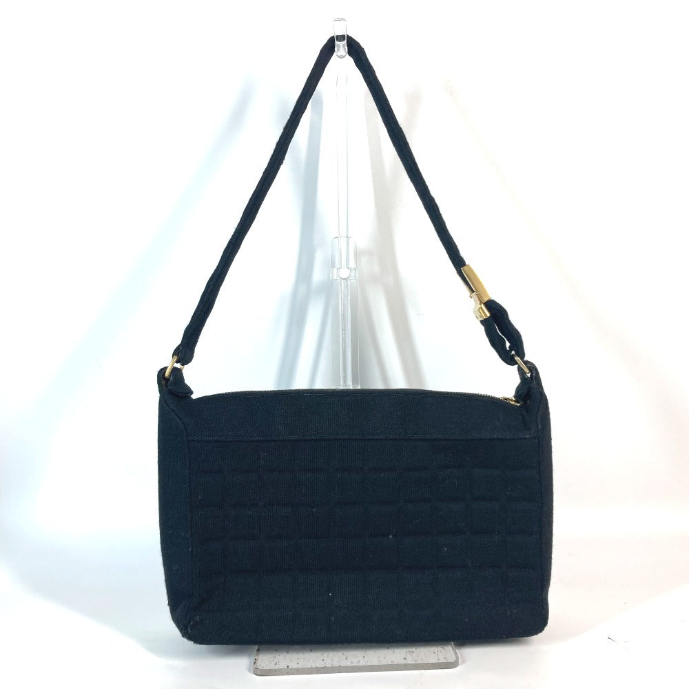 CHANEL Shoulder Bag Jersey black quilting logo chocolate bar CC COCO Mark Women Used Authentic