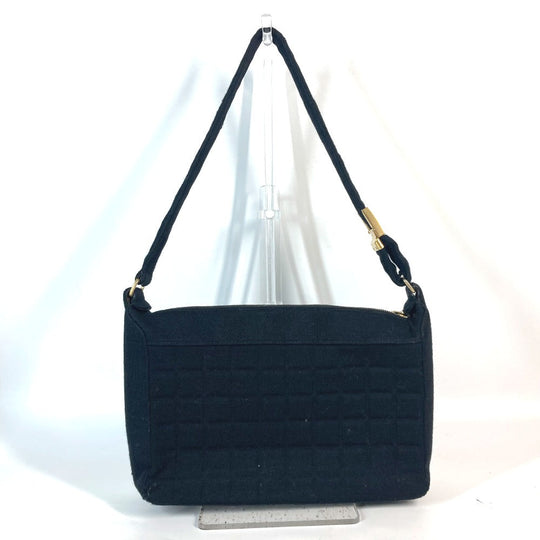 CHANEL Shoulder Bag Jersey black quilting logo chocolate bar CC COCO Mark Women Used Authentic