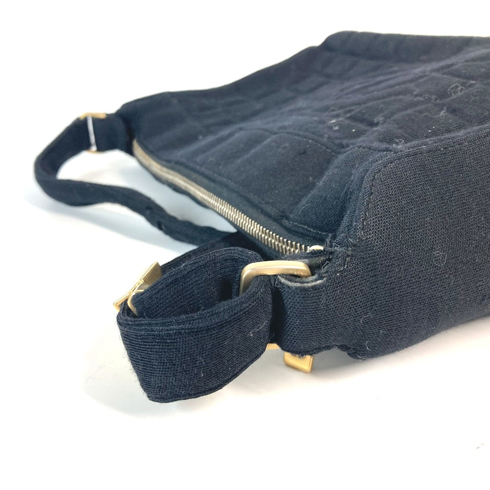 CHANEL Shoulder Bag Jersey black quilting logo chocolate bar CC COCO Mark Women Used Authentic