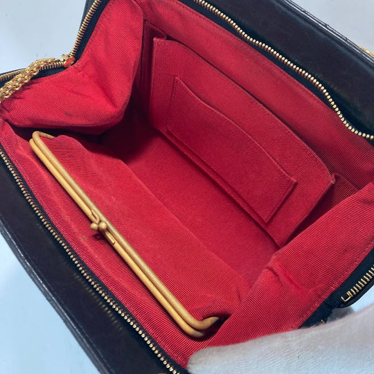 CHANEL Shoulder Bag lambskin black CC COCO Mark WChain Bag Quilted Matelasse Women Used Authentic