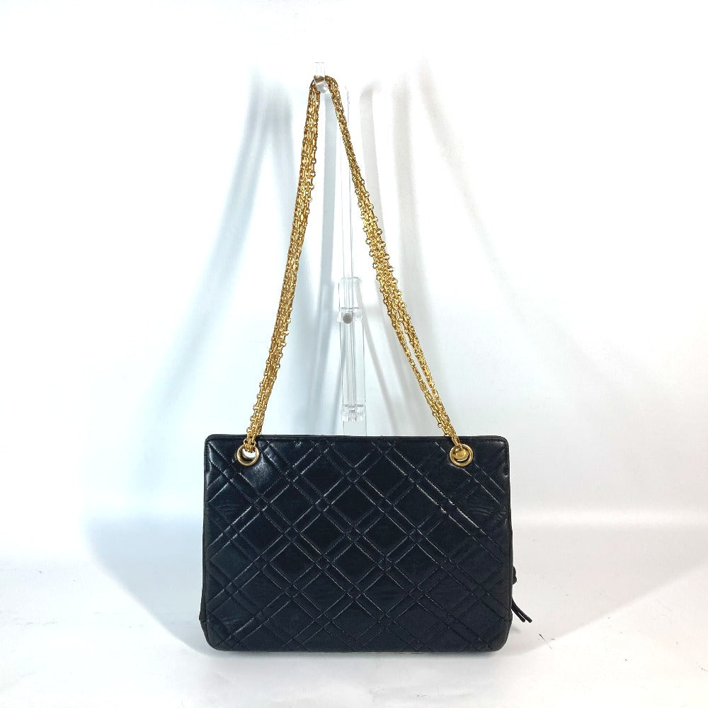 CHANEL Shoulder Bag lambskin black CC COCO Mark WChain Bag Quilted Matelasse Women Used Authentic