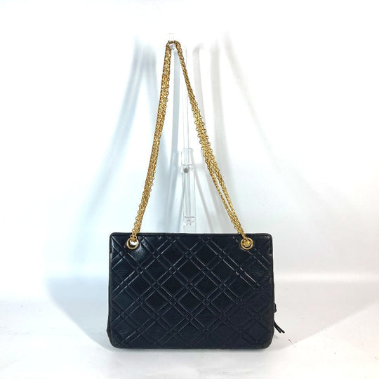 CHANEL Shoulder Bag lambskin black CC COCO Mark WChain Bag Quilted Matelasse Women Used Authentic