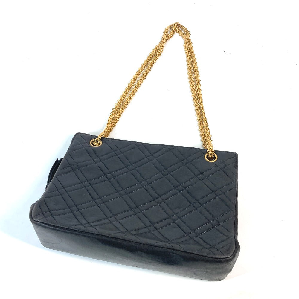 CHANEL Shoulder Bag lambskin black CC COCO Mark WChain Bag Quilted Matelasse Women Used Authentic