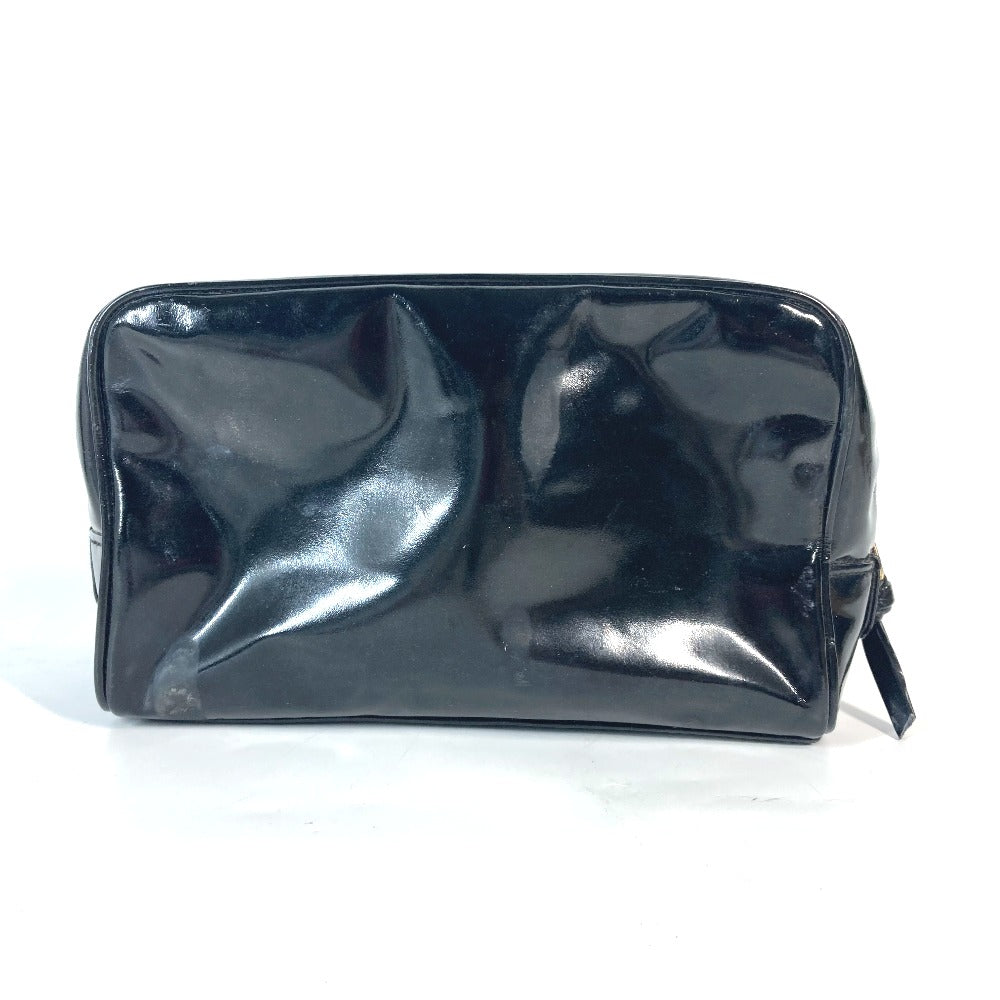 CHANEL Cosmetics Pouch enamel black Cosmetic porch CC COCO Mark Women Used Authentic
