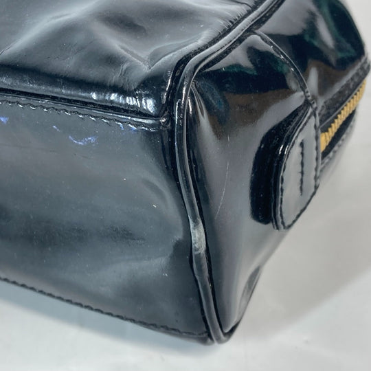 CHANEL Cosmetics Pouch enamel black Cosmetic porch CC COCO Mark Women Used Authentic