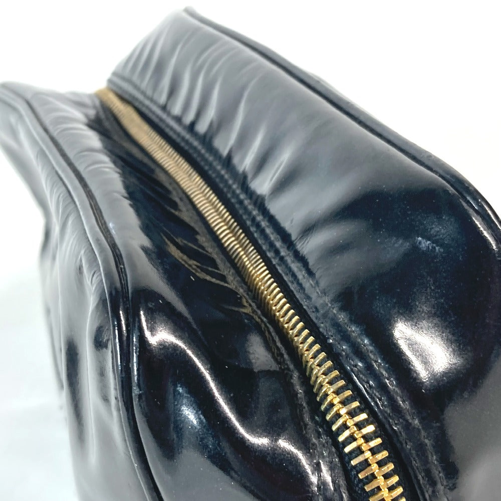 CHANEL Cosmetics Pouch enamel black Cosmetic porch CC COCO Mark Women Used Authentic