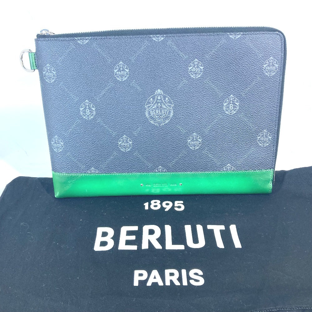 Berluti Clutch bag PVC / Leather gray L-shaped fastener Nino logo mens Used Authentic