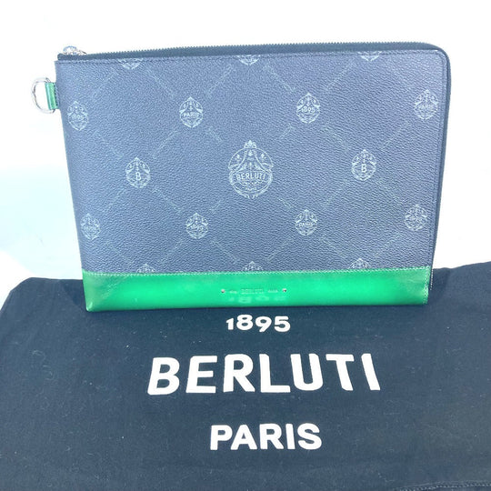 Berluti Clutch bag PVC / Leather gray L-shaped fastener Nino logo mens Used Authentic