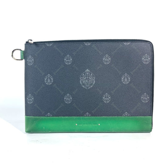 Berluti Clutch bag PVC / Leather gray L-shaped fastener Nino logo mens Used Authentic