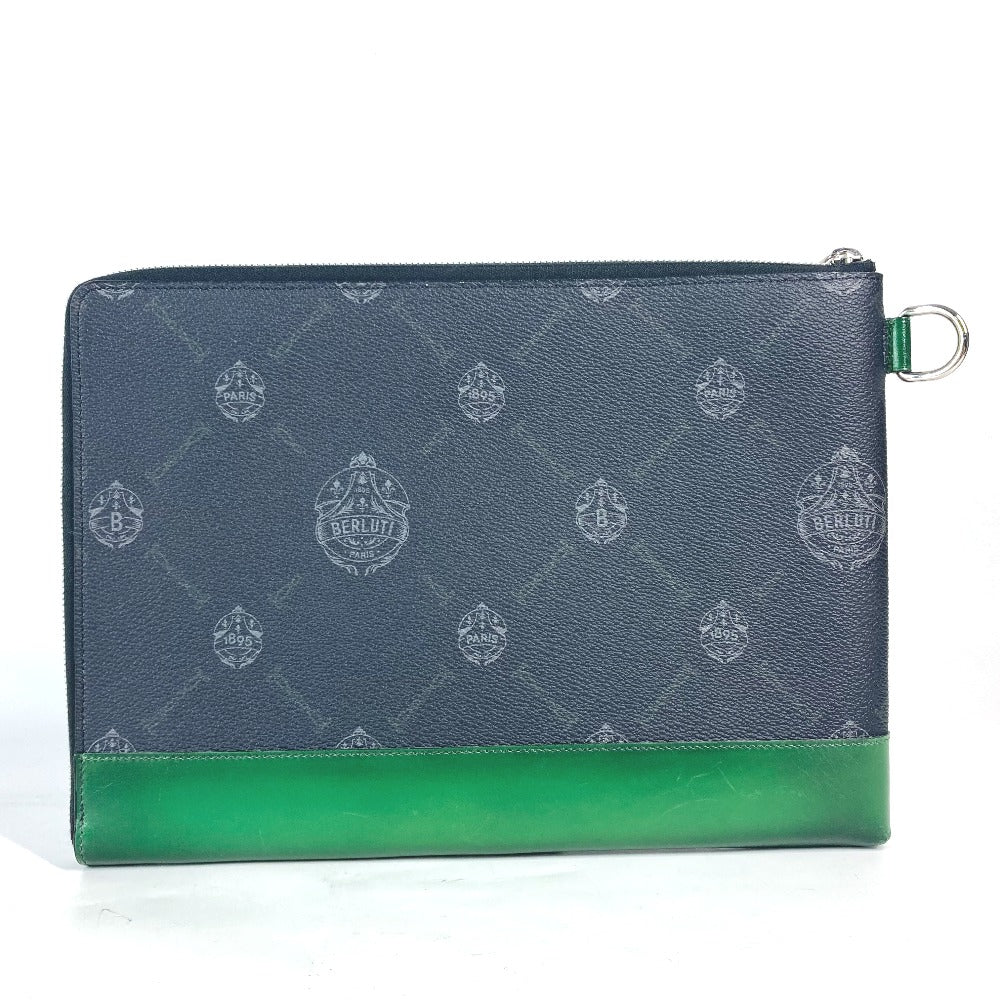 Berluti Clutch bag PVC / Leather gray L-shaped fastener Nino logo mens Used Authentic