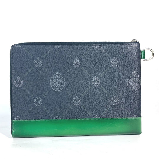 Berluti Clutch bag PVC / Leather gray L-shaped fastener Nino logo mens Used Authentic