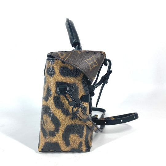 LOUIS VUITTON Vanity bag M43001 canvas Brown Monogram Reverse Leopard Camera box Women Used Authentic