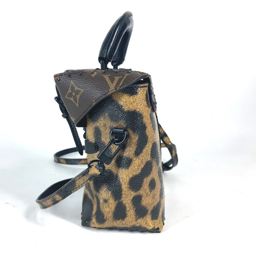 LOUIS VUITTON Vanity bag M43001 canvas Brown Monogram Reverse Leopard Camera box Women Used Authentic