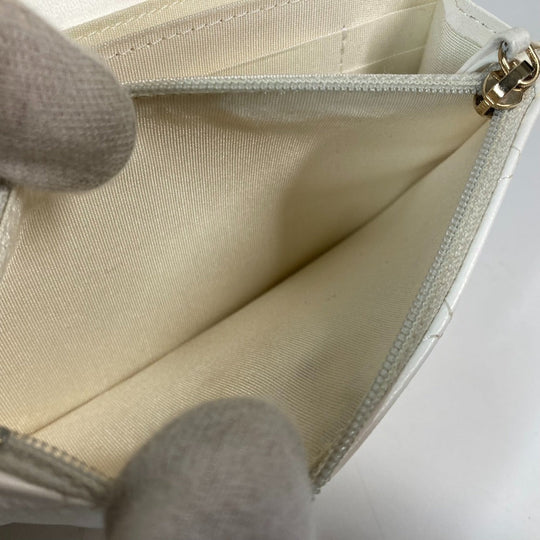 CHANEL Long Wallet Purse leather white Crossbody bag CC COCO Mark Frill Chain Wallet Women Used Authentic