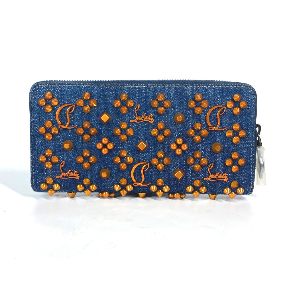 Christian Louboutin Long Wallet Purse 1225272 denim blue Long wallet logo spike studs Women Used Authentic