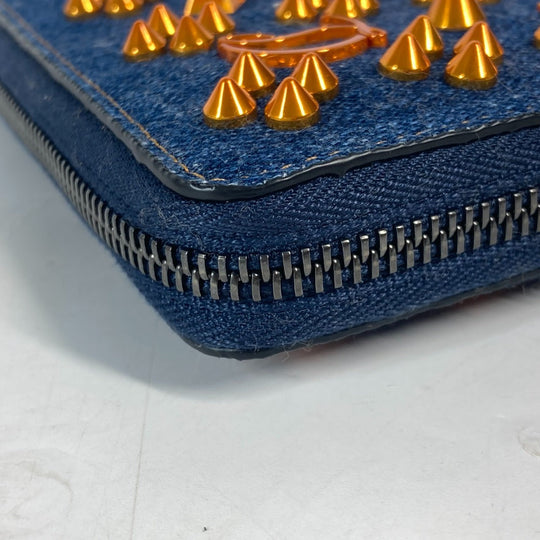 Christian Louboutin Long Wallet Purse 1225272 denim blue Long wallet logo spike studs Women Used Authentic