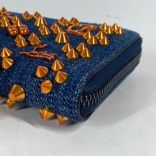 Christian Louboutin Long Wallet Purse 1225272 denim blue Long wallet logo spike studs Women Used Authentic