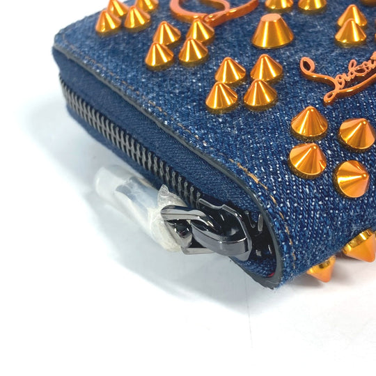 Christian Louboutin Long Wallet Purse 1225272 denim blue Long wallet logo spike studs Women Used Authentic