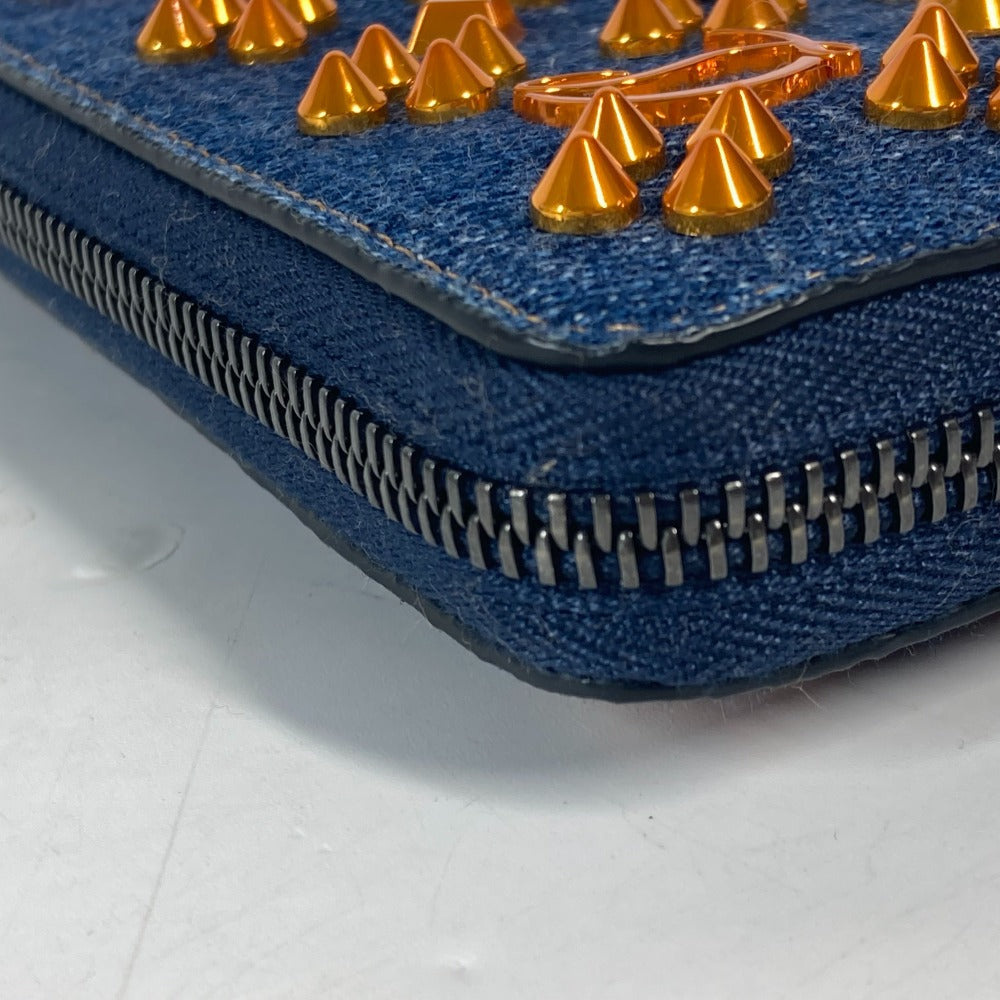 Christian Louboutin Long Wallet Purse 1225272 denim blue Long wallet logo spike studs Women Used Authentic