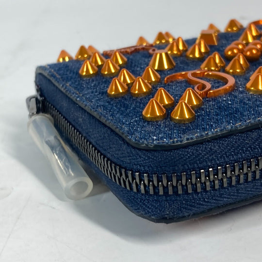 Christian Louboutin Long Wallet Purse 1225272 denim blue Long wallet logo spike studs Women Used Authentic