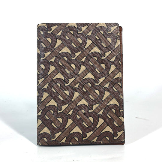 BURBERRY passport case PVC / Leather Brown TB logo Women Used Authentic