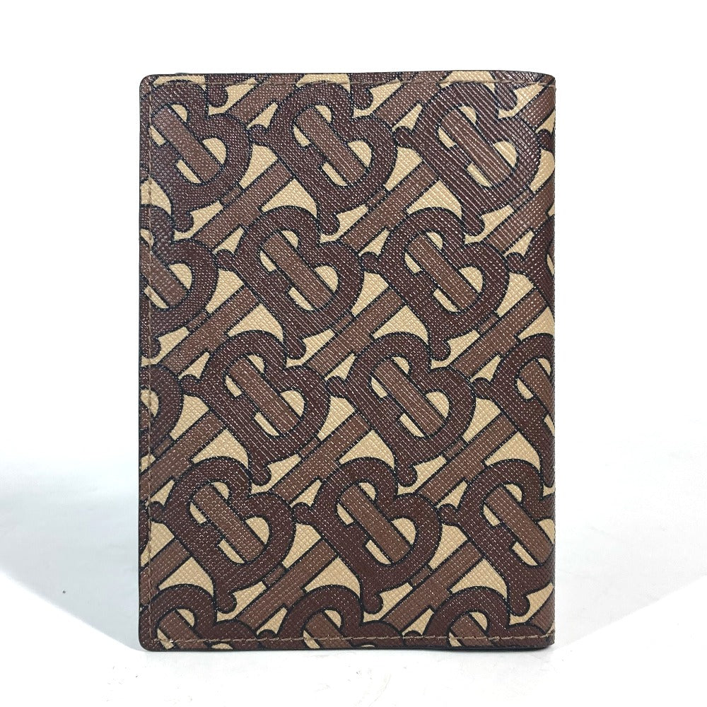 BURBERRY passport case PVC / Leather Brown TB logo Women Used Authentic